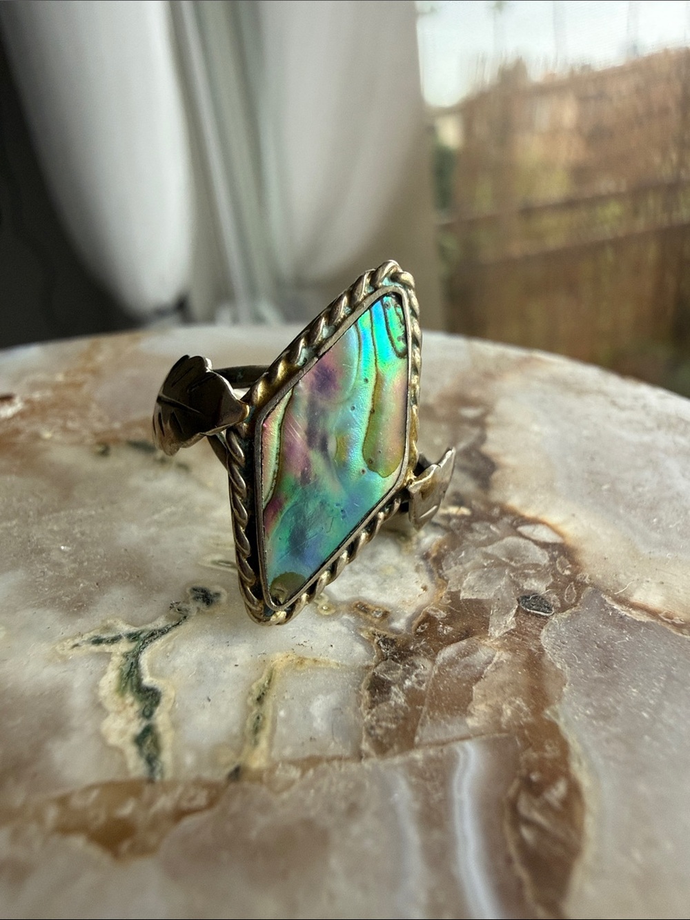 Abalone size 6.5 Mexican sterling silver ring